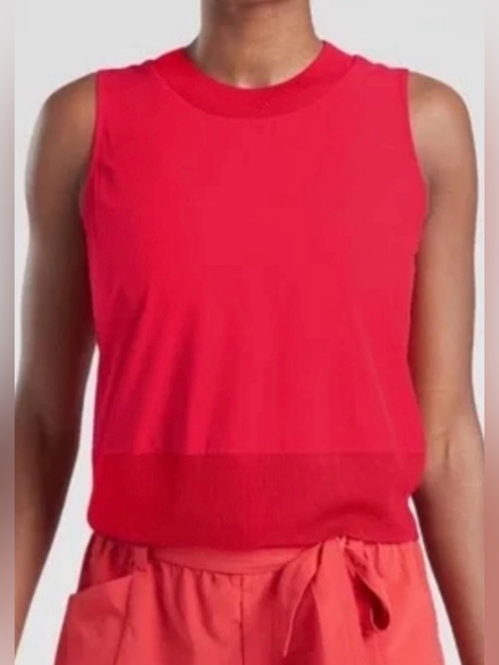 Athleta RED Zephyr Silky Knit Trimmed Tank -Large